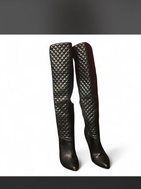 💎Quilted Over-the-Knee Women's Boots - Black 🌸 Size 6